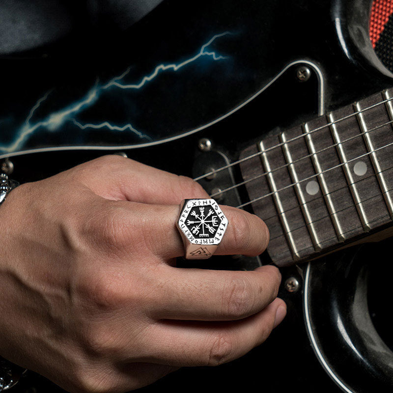 Bague totem boussole viking nordique