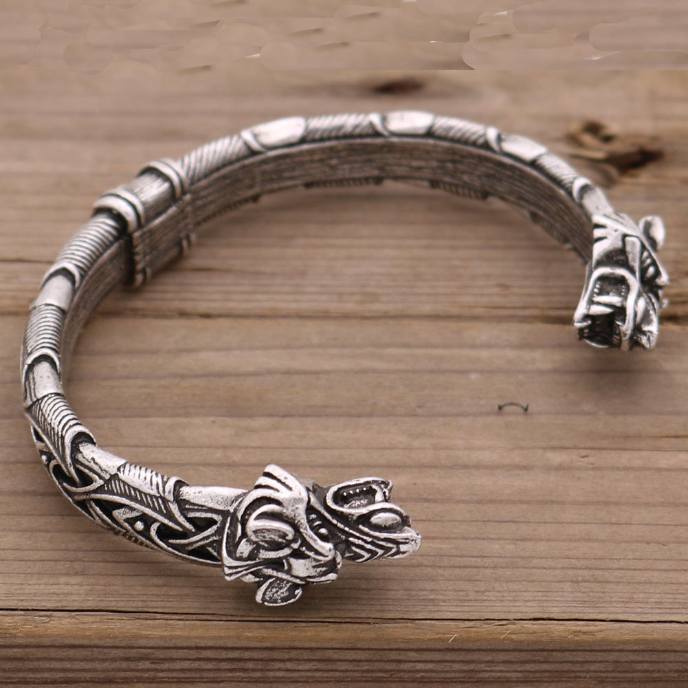 Bracelet tête de loup viking