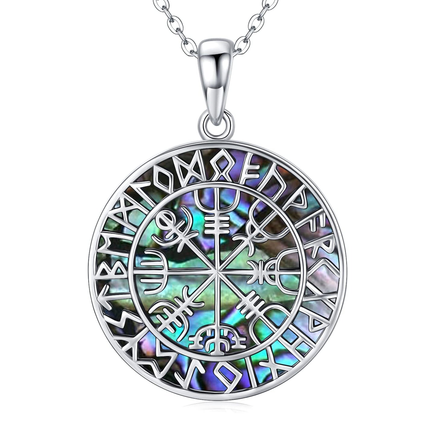 Collier viking en argent sterling 925 avec coquillage et abalone, bijou viking pour femme de préférence