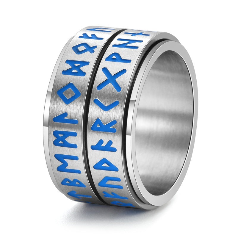 Bague rotative lumineuse Viking pour homme