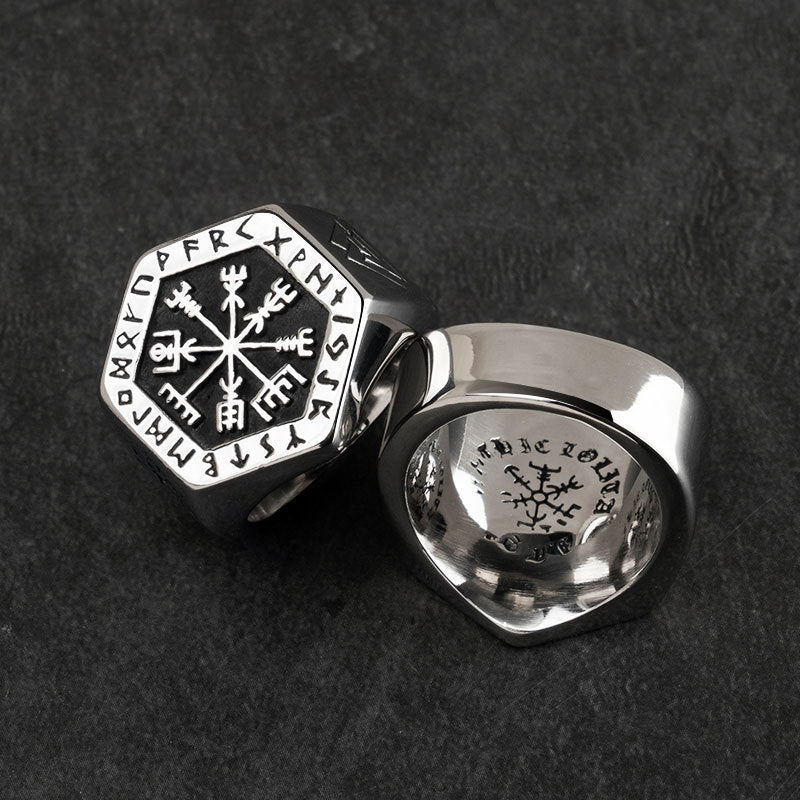 Bague totem boussole viking nordique