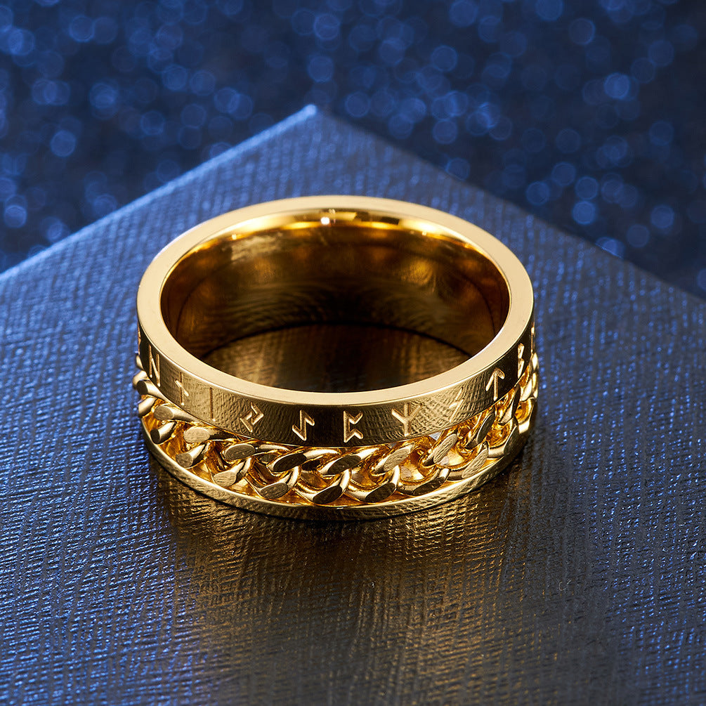 Bague chaîne texte Viking