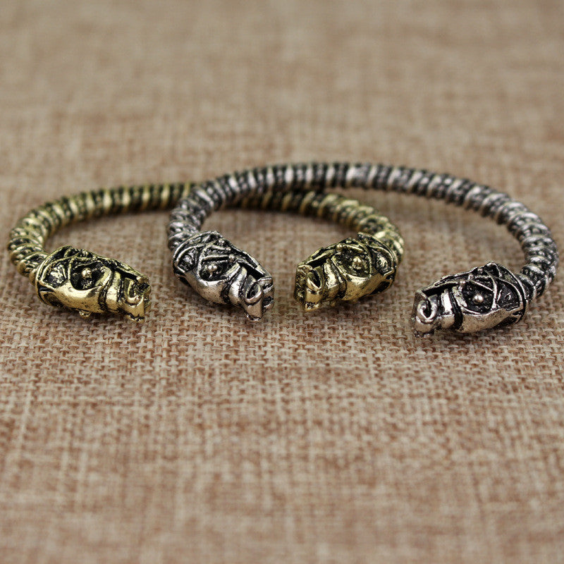 Bracelet tête de loup viking