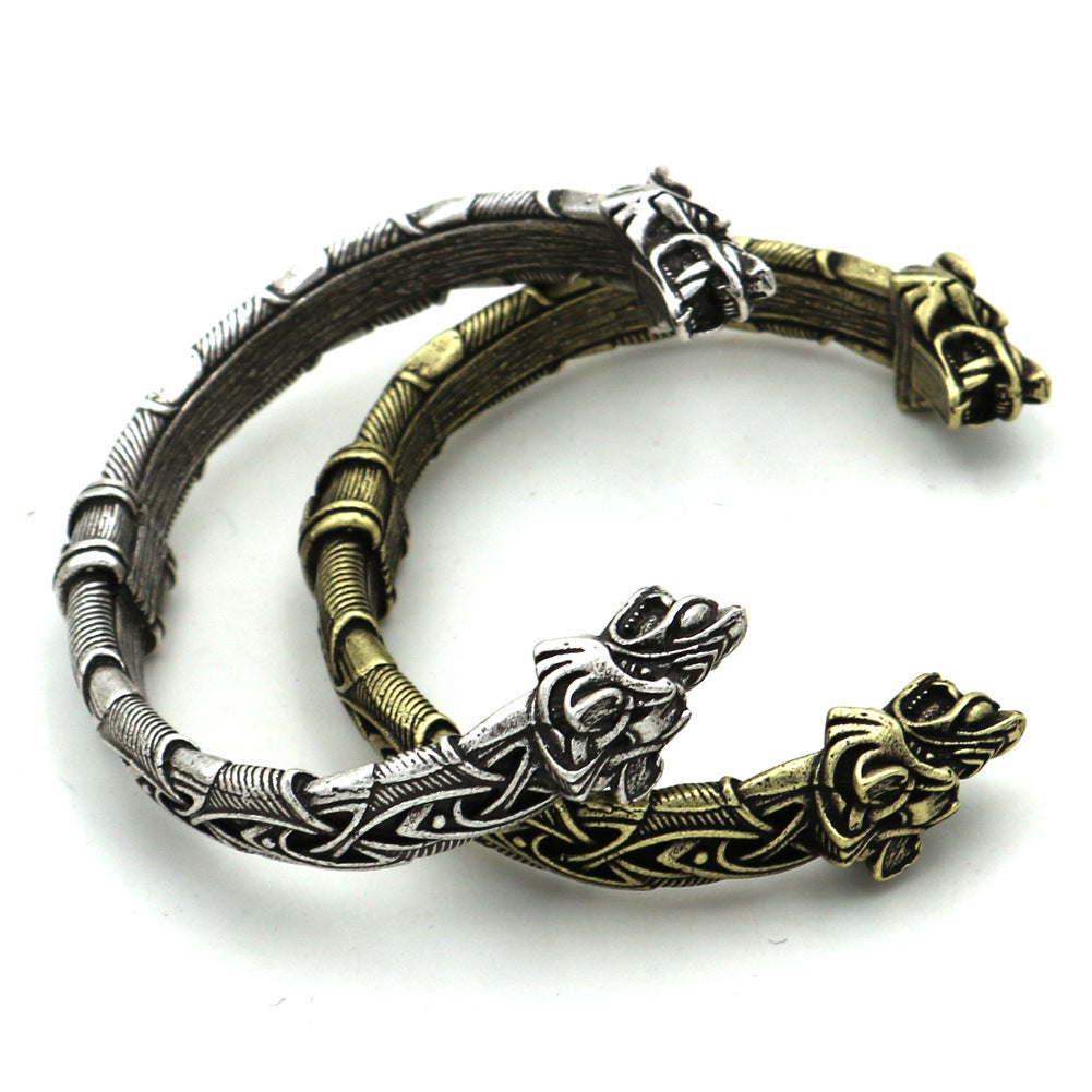 Bracelet tête de loup viking