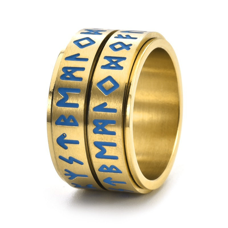 Bague rotative lumineuse Viking pour homme