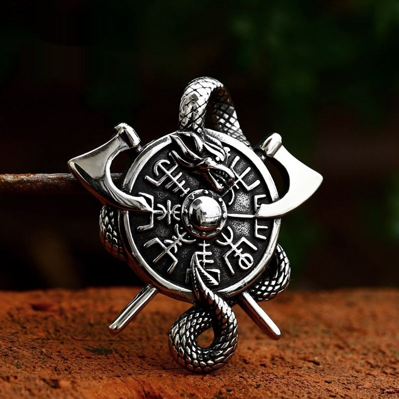 Pendentif Viking Double Hache en Acier Titane