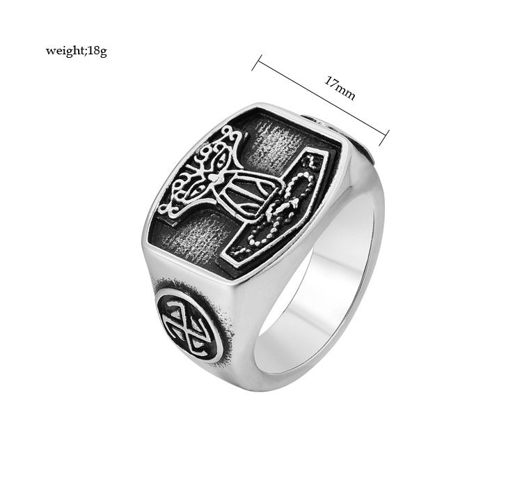 Personality Retro New Vikings Men's Titanium Steel Ring