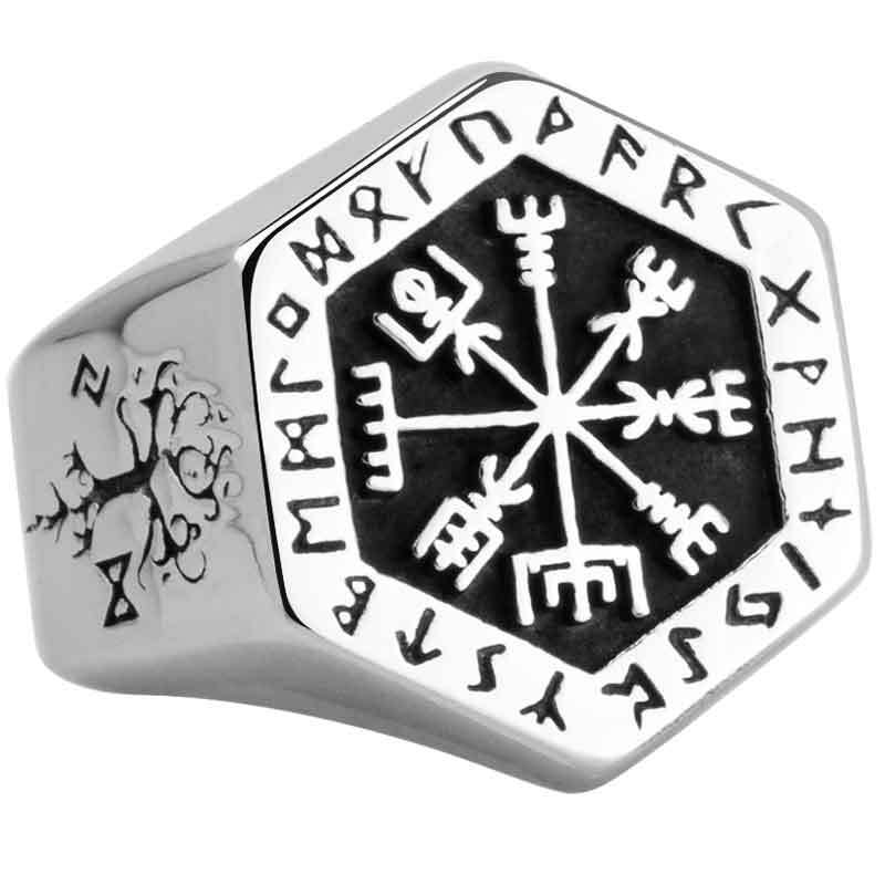 Bague totem boussole viking nordique