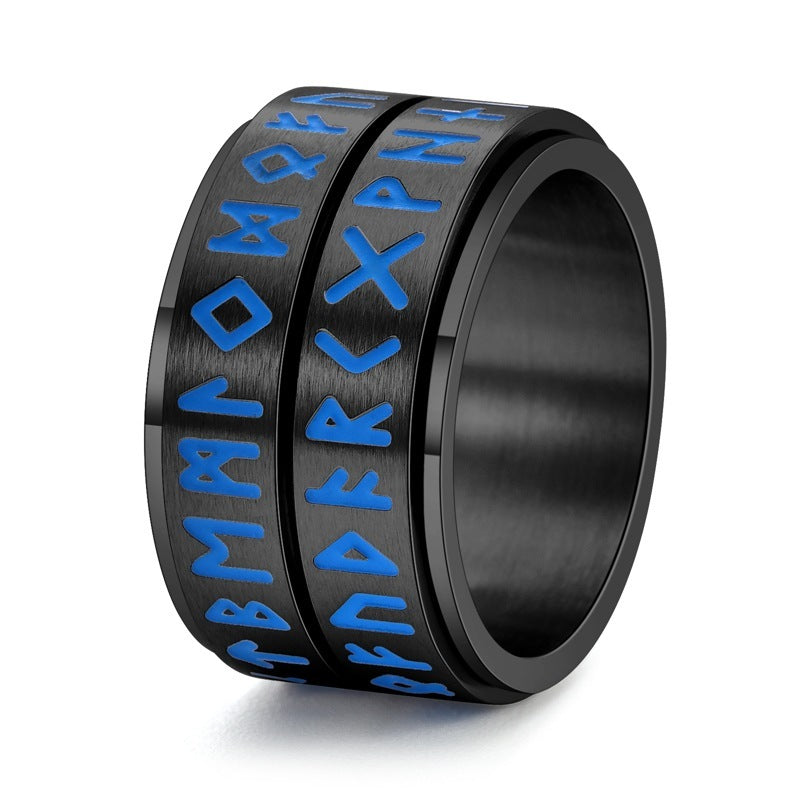 Bague rotative lumineuse Viking pour homme