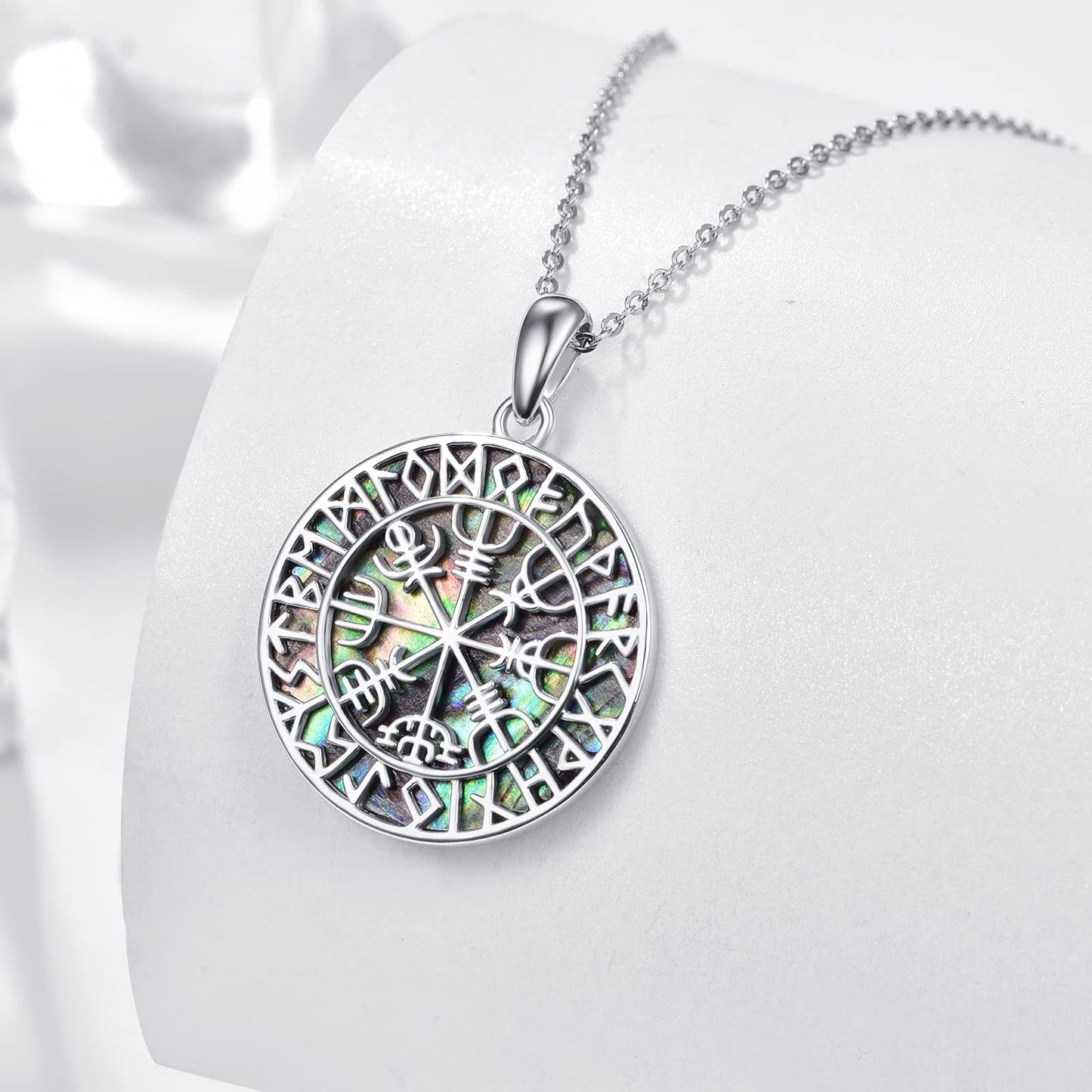 Collier viking en argent sterling 925 avec coquillage et abalone, bijou viking pour femme de préférence