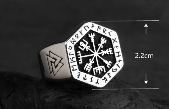 Bague totem boussole viking nordique