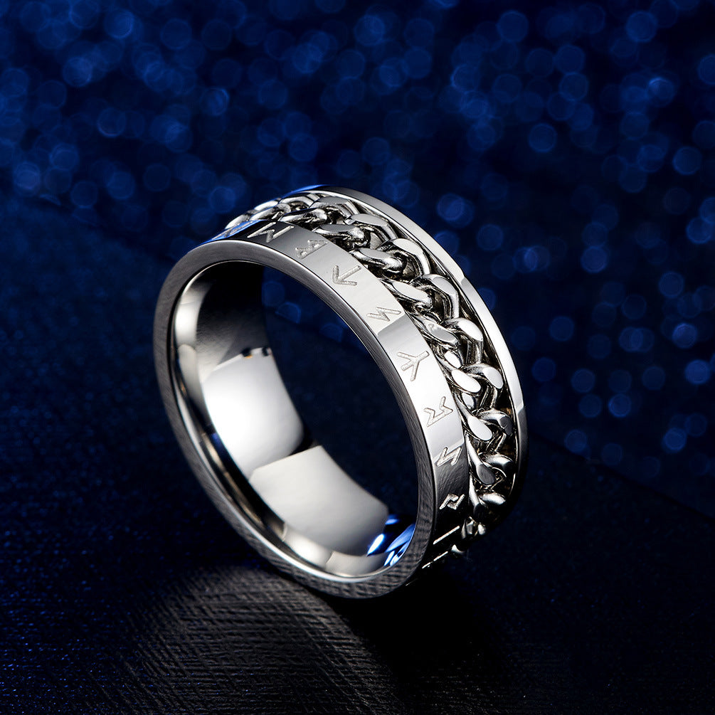 Bague chaîne texte Viking