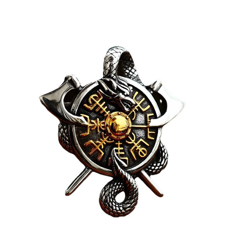 Pendentif Viking Double Hache en Acier Titane