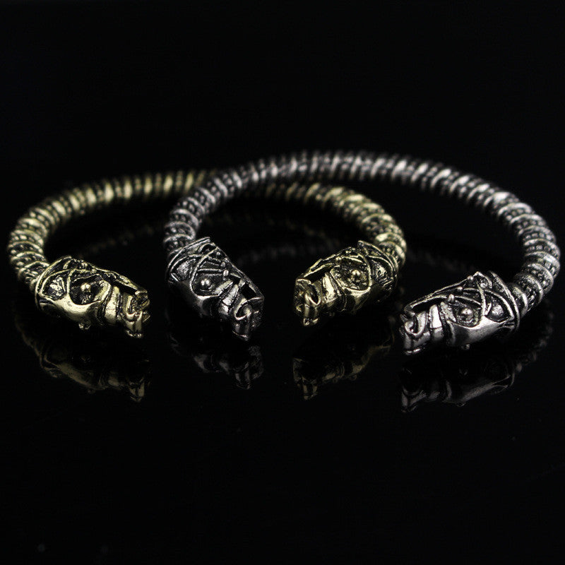 Bracelet tête de loup viking