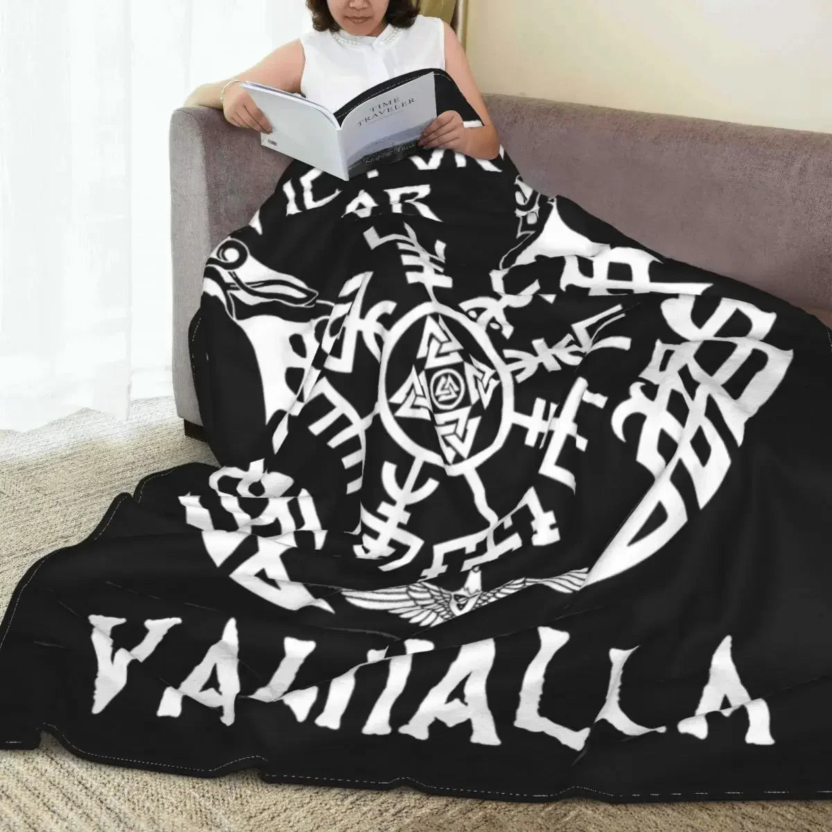 Couverture Viking Victoire ou Valhalla Odin Dieu nordique Ragnar Lothbrok Couvertures moelleuses et chaudes pour la maison Été
