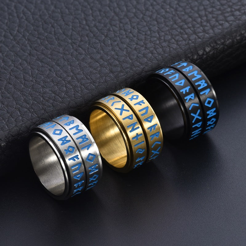 Bague rotative lumineuse Viking pour homme