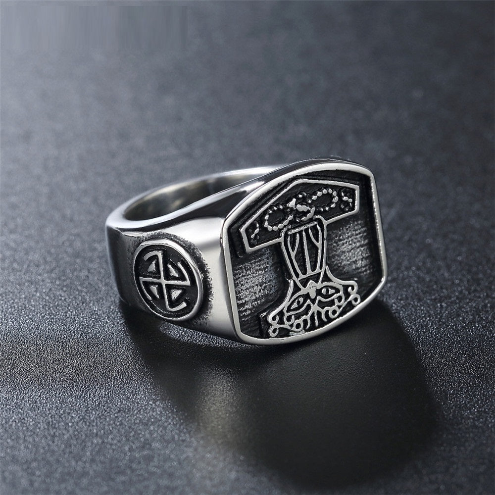 Personality Retro New Vikings Men's Titanium Steel Ring