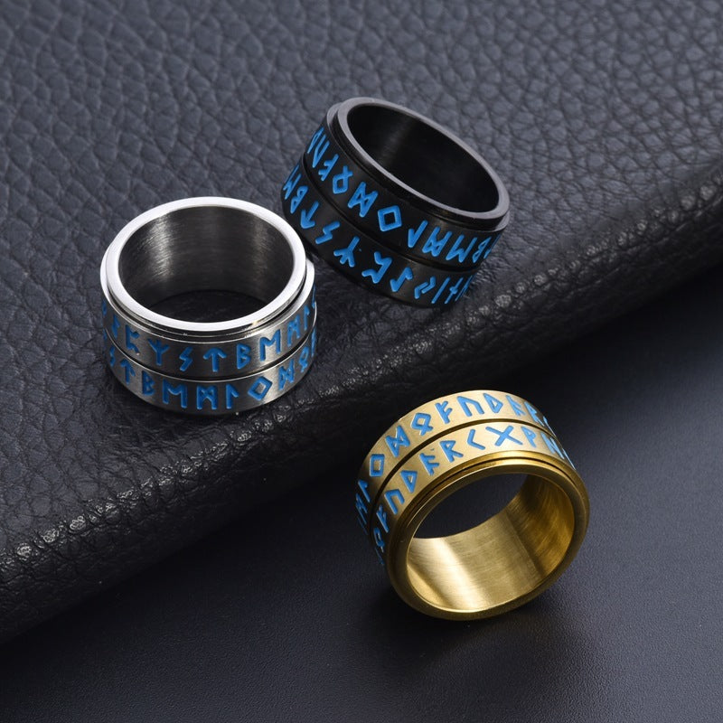 Bague rotative lumineuse Viking pour homme