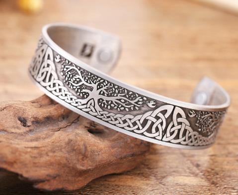 Bracelet personnalisé Vikings vintage en argent aimanté