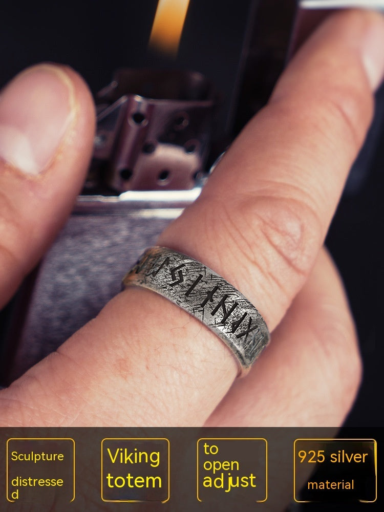 Bague Viking nordique avec lettres Luen