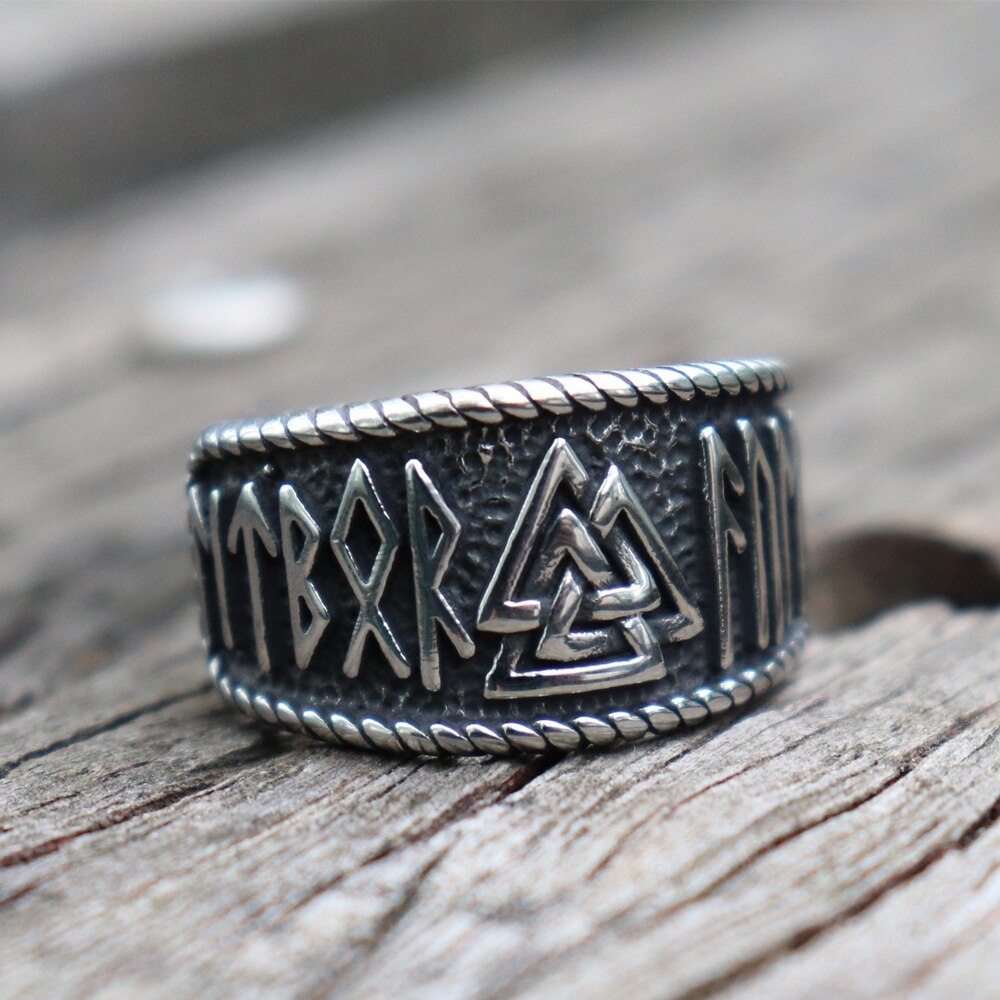 Mythical Viking Yong Odin Logo Men's Ring Viking Rune Men's Ring