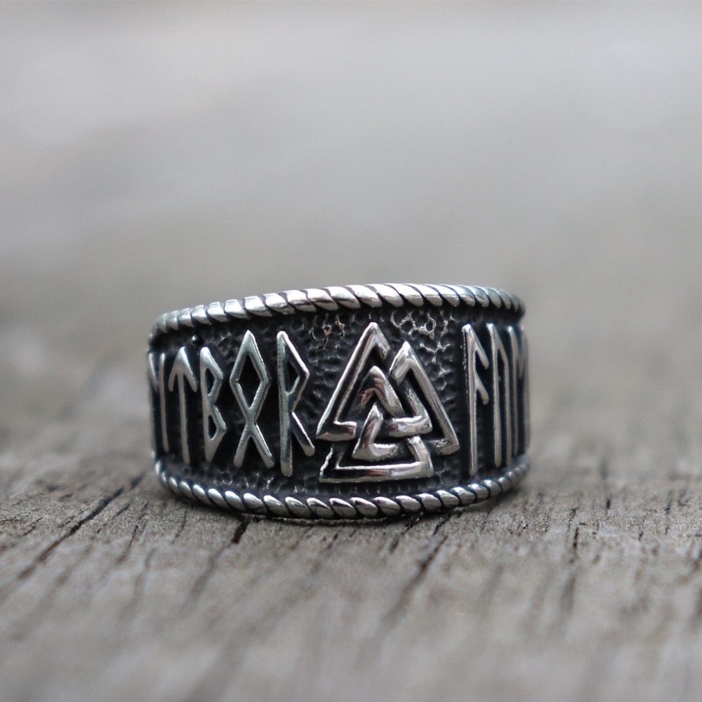 Mythical Viking Yong Odin Logo Men's Ring Viking Rune Men's Ring