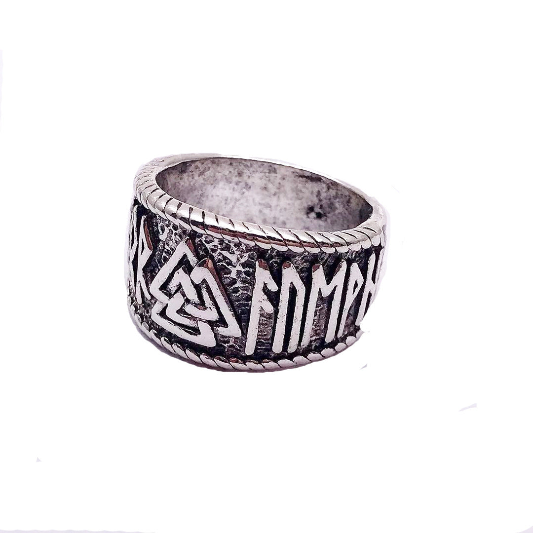 Mythical Viking Yong Odin Logo Men's Ring Viking Rune Men's Ring