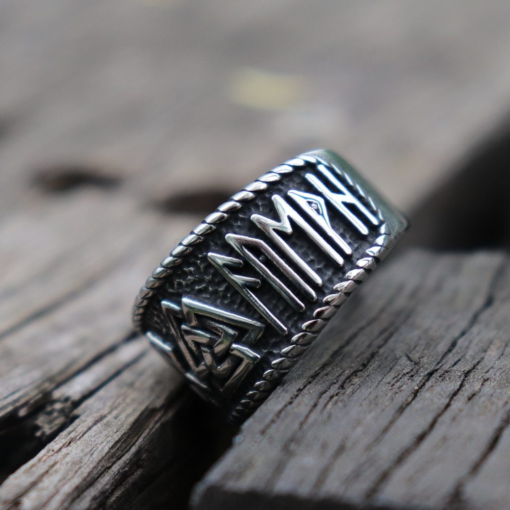 Mythical Viking Yong Odin Logo Men's Ring Viking Rune Men's Ring