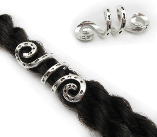 Tresse de cheveux spirale viking argentée