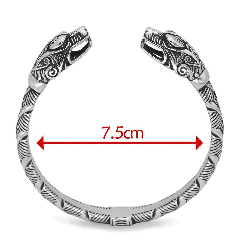 Nordic Vikings Rune Aoding Warrior Crow Titanium Steel Bracelet