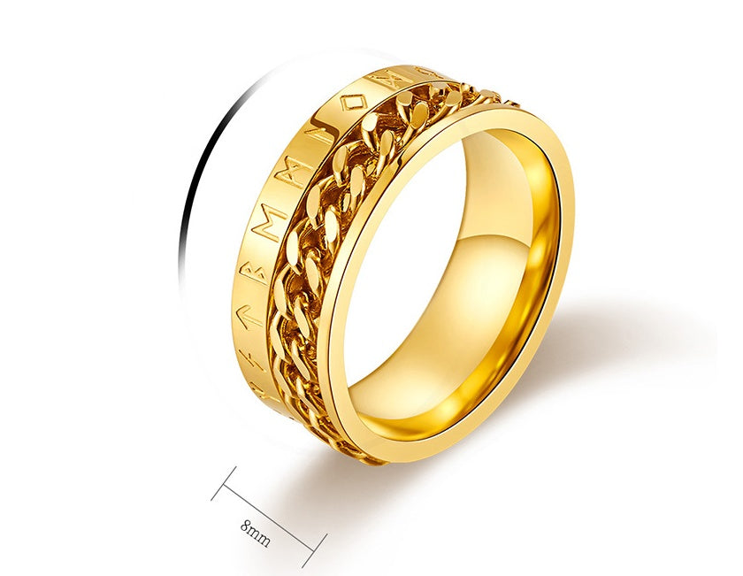 Viking text chain ring