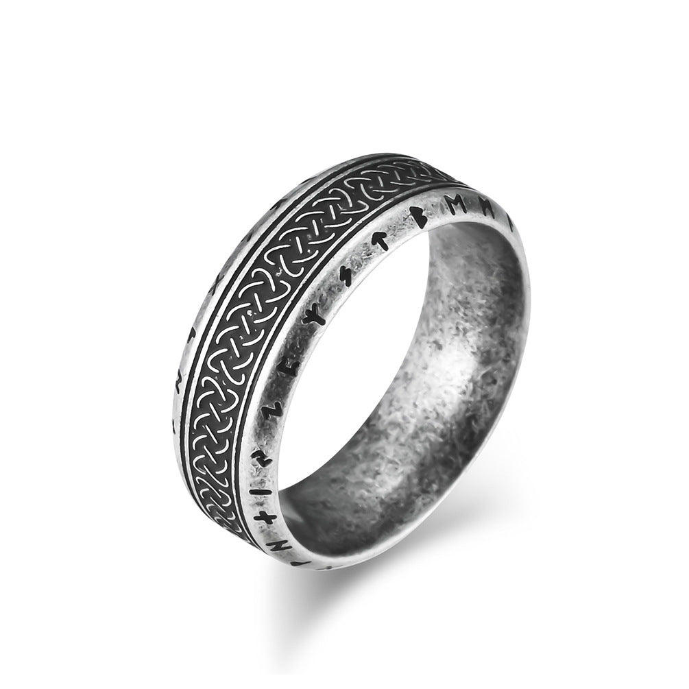 Viking Text Titanium Steel Ring