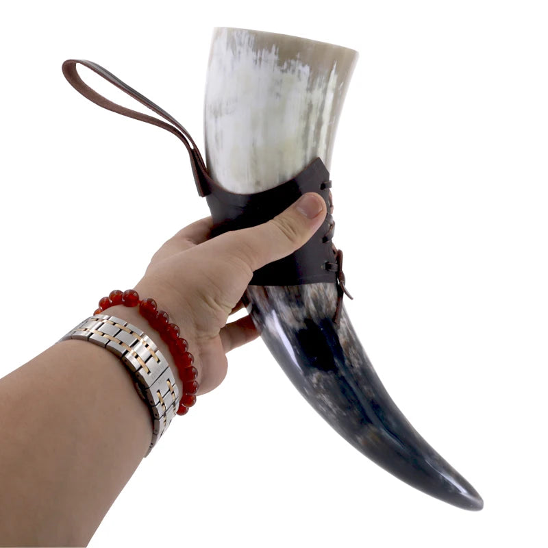Chope à bière en corne de bœuf naturelle faite à la main, gobelet à vin, gobelet Viking