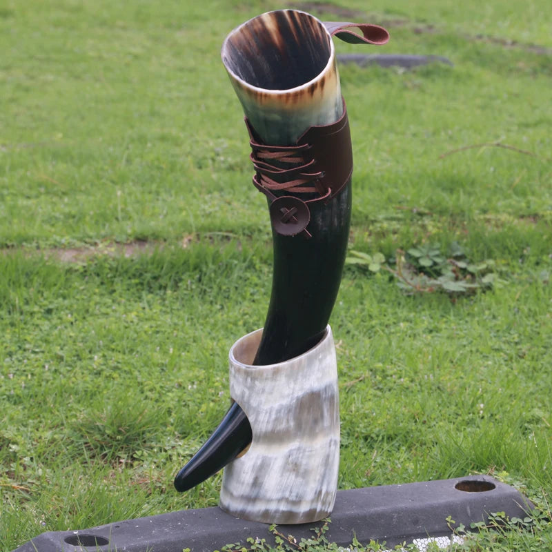 Chope à bière en corne de bœuf naturelle faite à la main, gobelet à vin, gobelet Viking