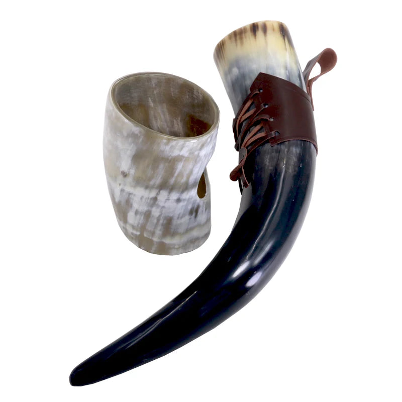 Chope à bière en corne de bœuf naturelle faite à la main, gobelet à vin, gobelet Viking