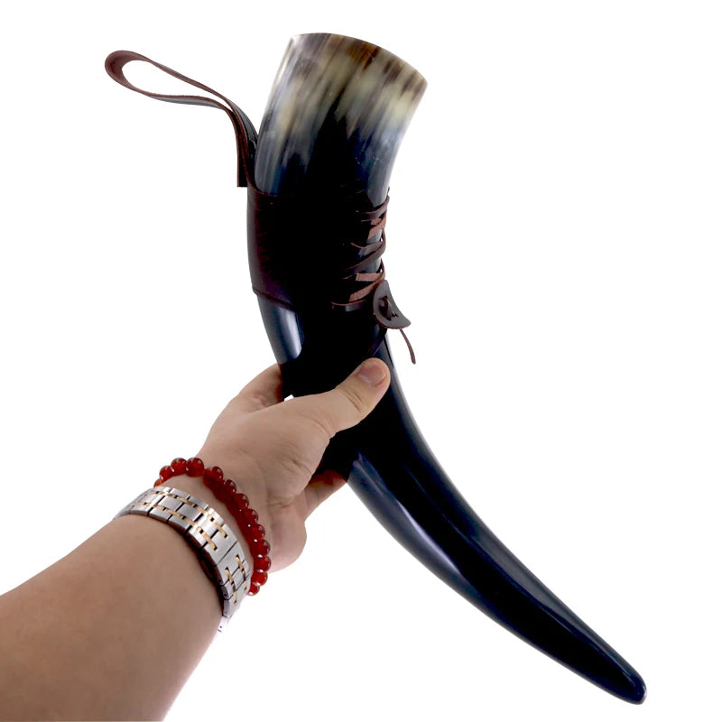 Chope à bière en corne de bœuf naturelle faite à la main, gobelet à vin, gobelet Viking