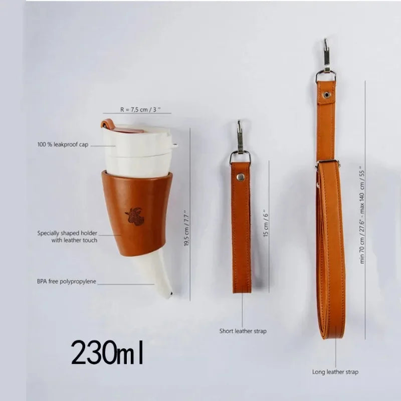 Tasse à café en acier inoxydable noir/blanc avec couvercle et cornes de chèvre de 227 ml, en similicuir, pour boire de l'hydromel viking