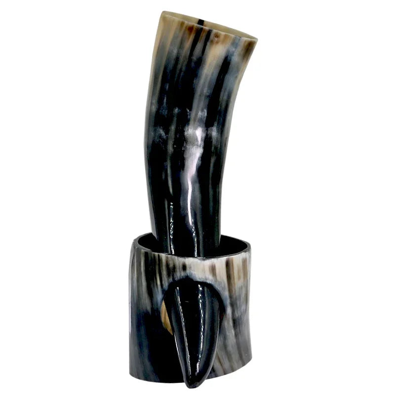 Artisanat Accueil Véritable corne à boire viking Mug avec support Tasses Ale Bière Vin Gobelet Calice Chope Bécher Récipients