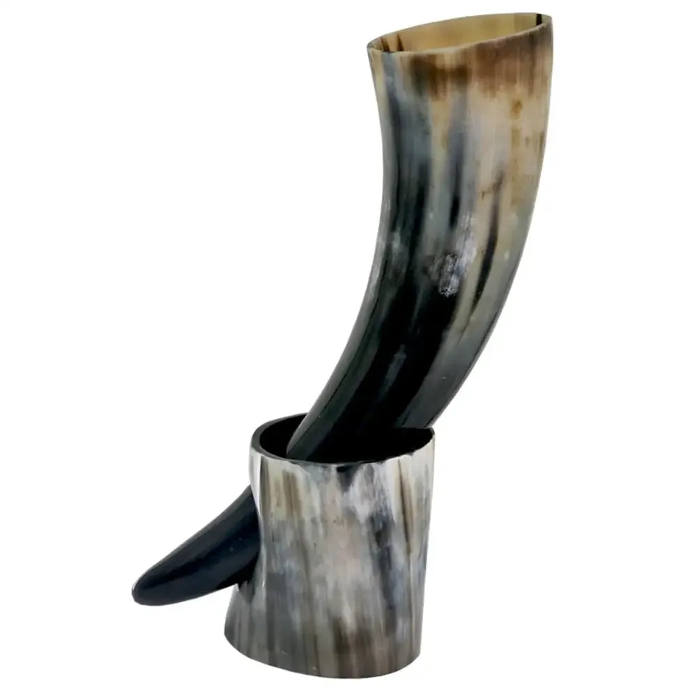 Artisanat Accueil Véritable corne à boire viking Mug avec support Tasses Ale Bière Vin Gobelet Calice Chope Bécher Récipients