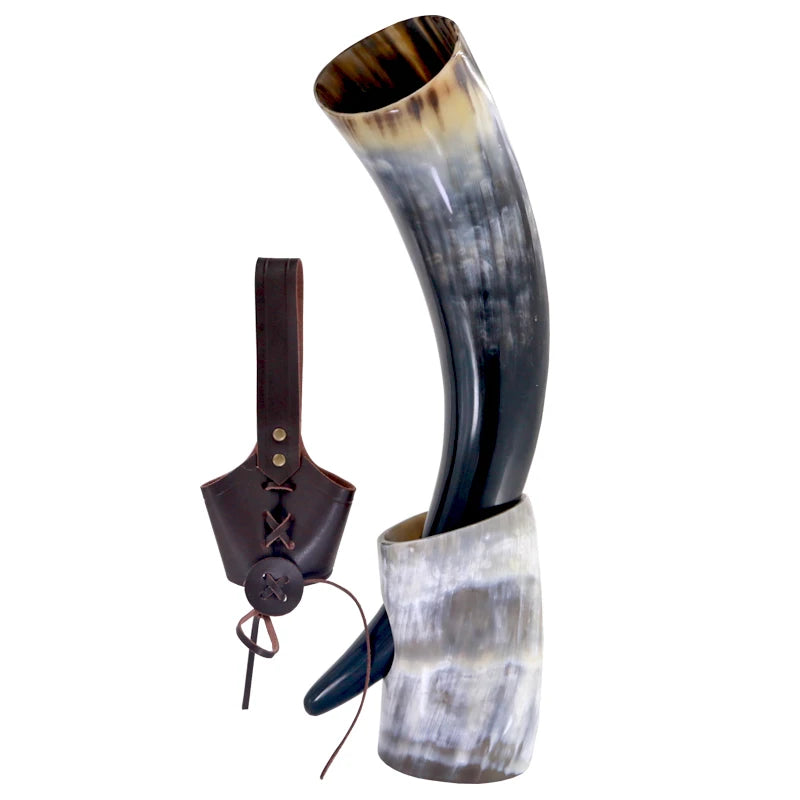 Chope à bière en corne de bœuf naturelle faite à la main, gobelet à vin, gobelet Viking