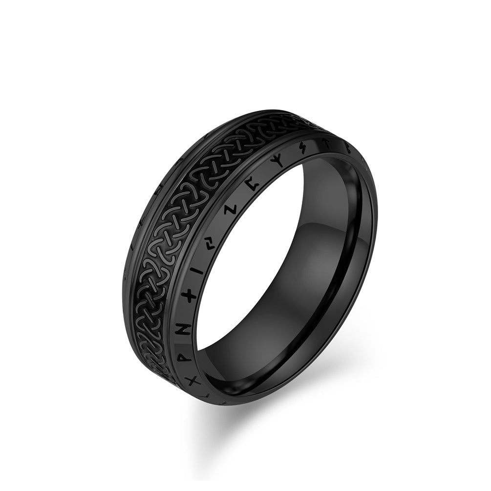 Viking Text Titanium Steel Ring