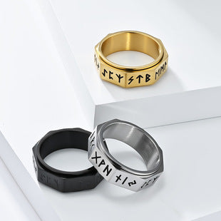 Viking Text Titanium Steel Ring