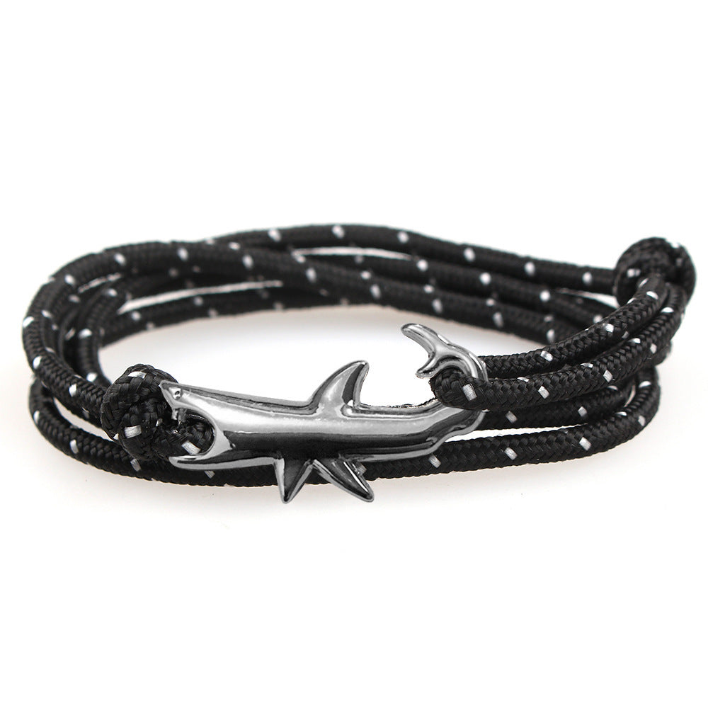 New Taobao AliExpress Hot Sale Vikings Miansai Style Shark Bracelet Gun Black Boat Anchor Fishhook